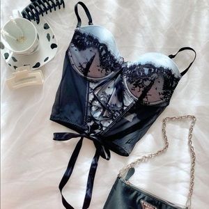 Black Lace Up Bustier